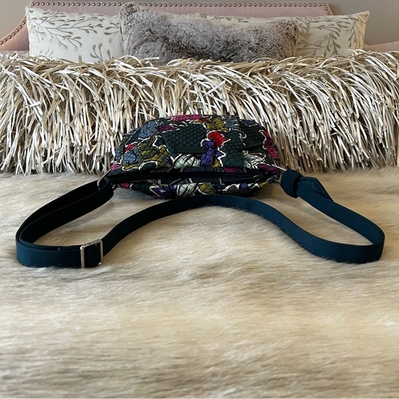 VERA BRADLEY Falling Flowers HADLEY Bag Crossbody Satchel Tech Green Pink 2017 - Picture 9 of 14